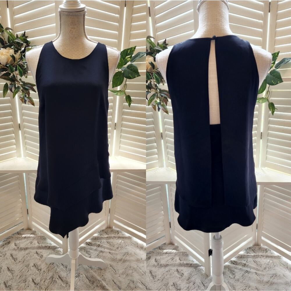 HUNTER BELL NEW BLACK LAYERED SLEEVELESS SILK TUNIC SIZE 8
